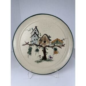 Vintage Millers Mud Mill Hand Painted Bird Houses Pottery Plate Signed G Miller